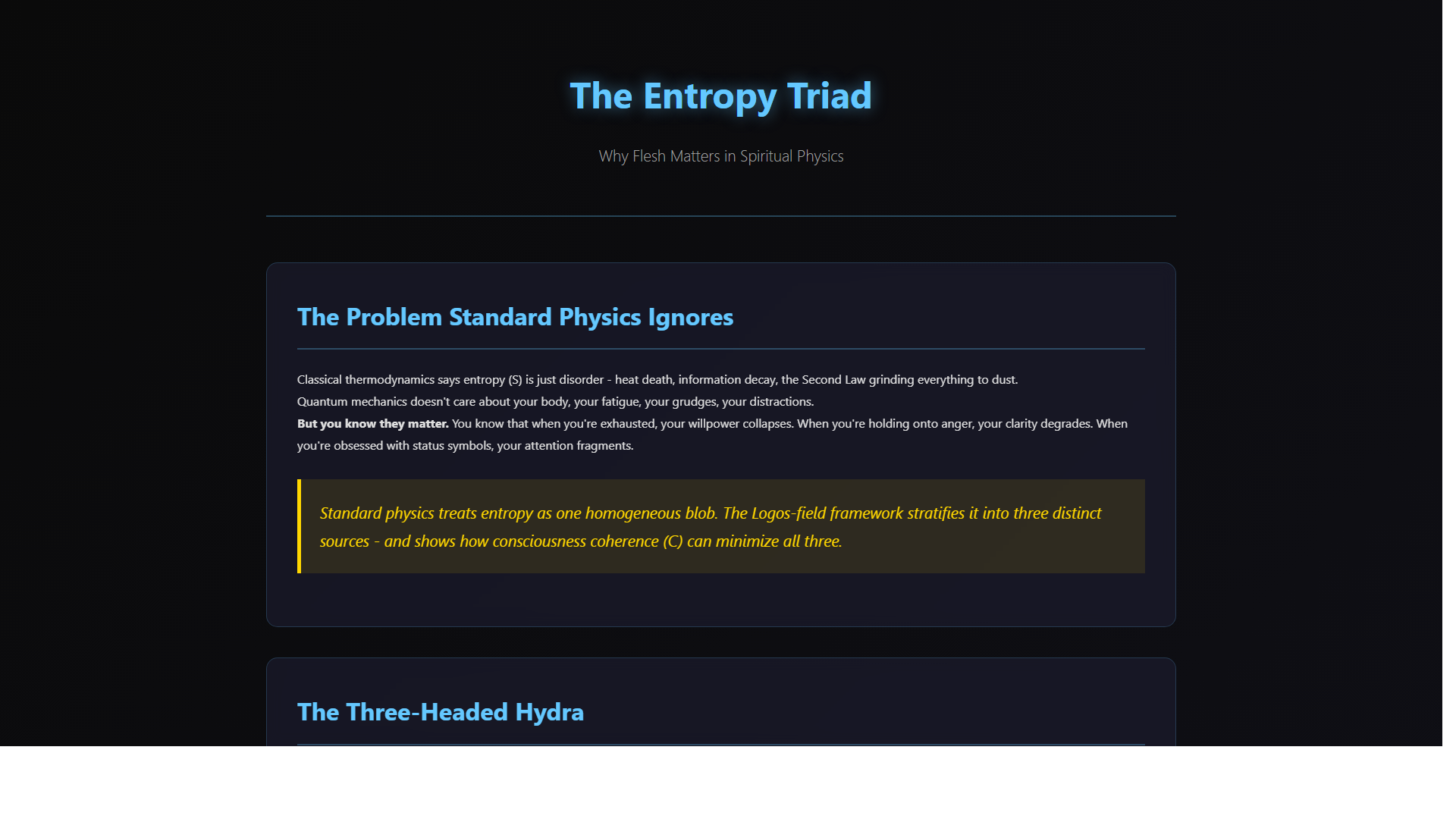 Scientific diagram: P 06 Entropy Triad DIAG — Theophysics framework by David Lowe