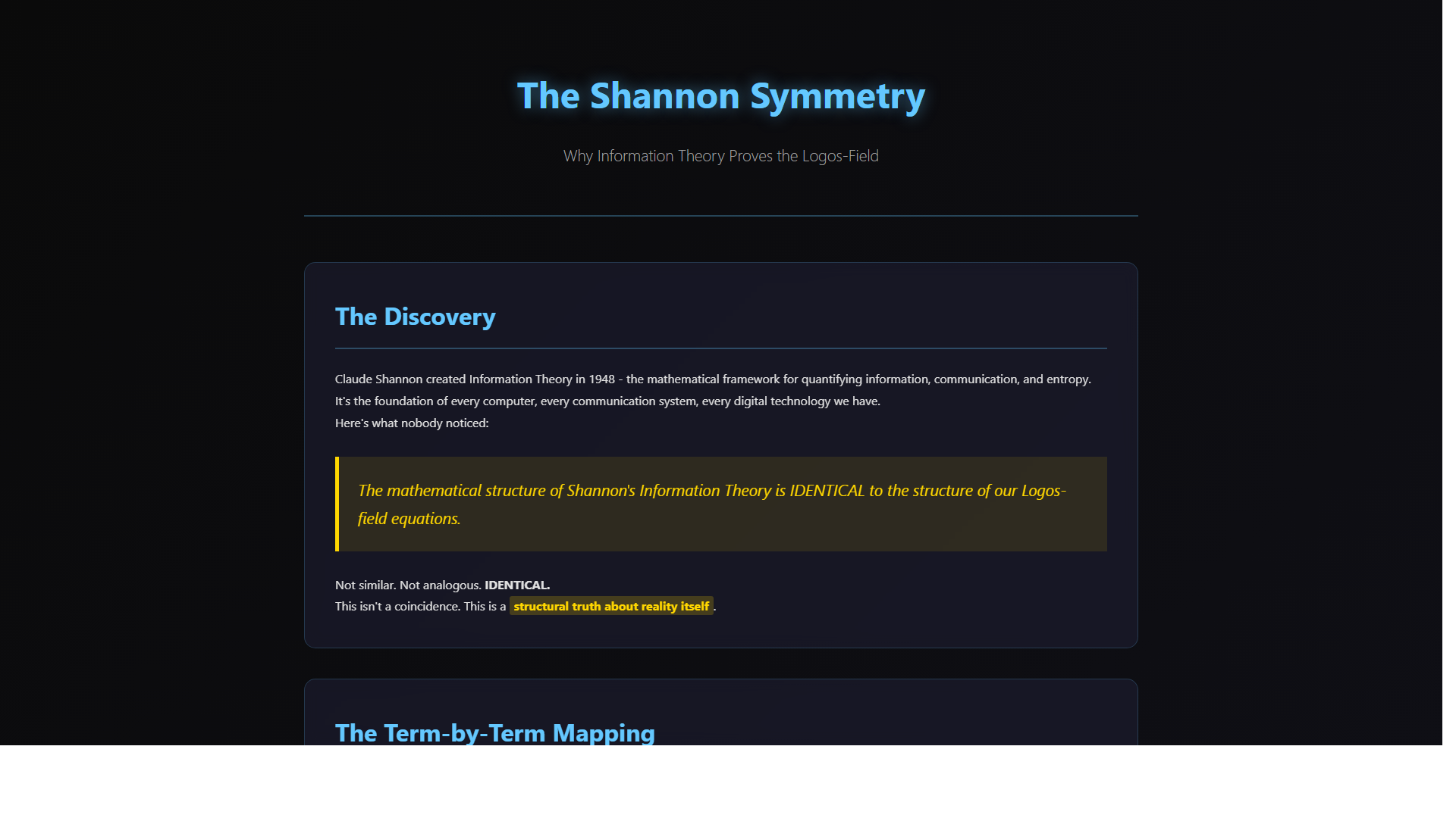 Scientific diagram: S 04 Shannon Symmetry DIAG — Theophysics framework by David Lowe