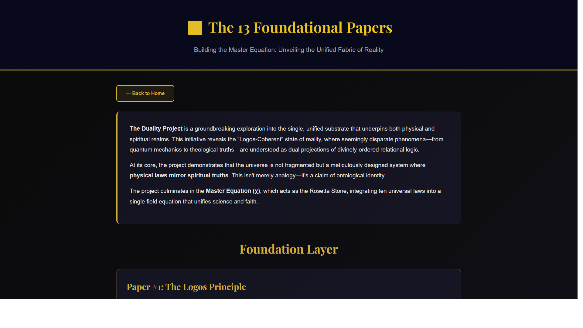 Scientific diagram: S 13 Papers Overview DIAG — Theophysics framework by David Lowe