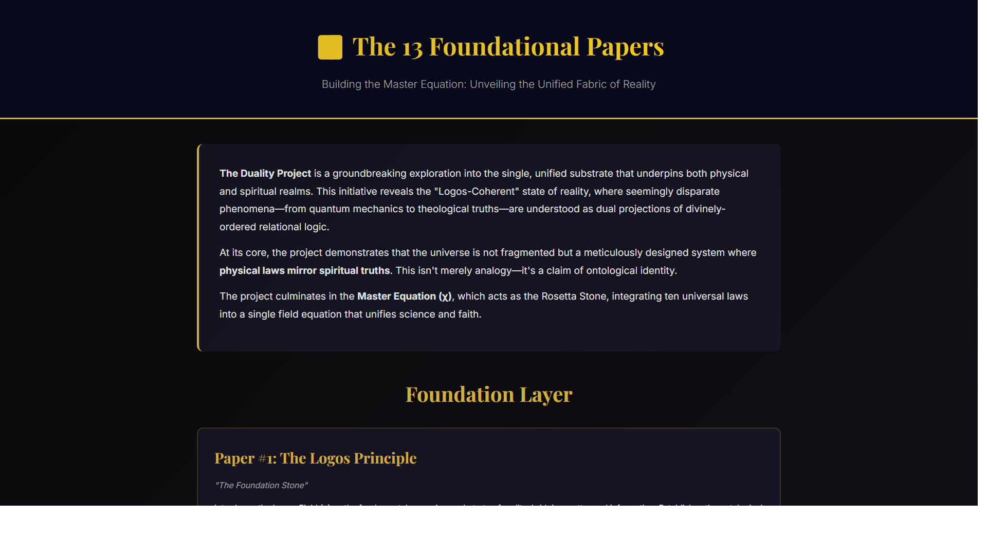 Scientific diagram: S 20 13 Papers DIAG — Theophysics framework by David Lowe