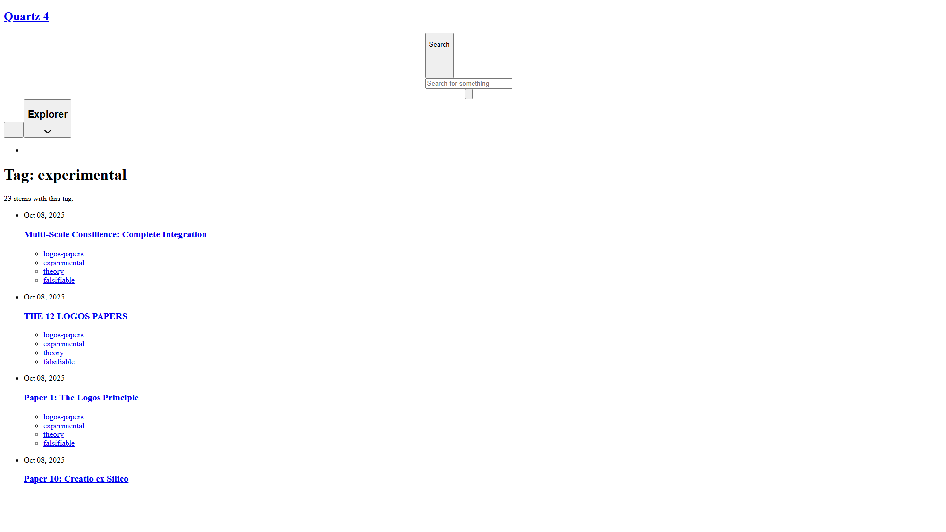 Scientific diagram: S Experimental DIAG — Theophysics framework by David Lowe