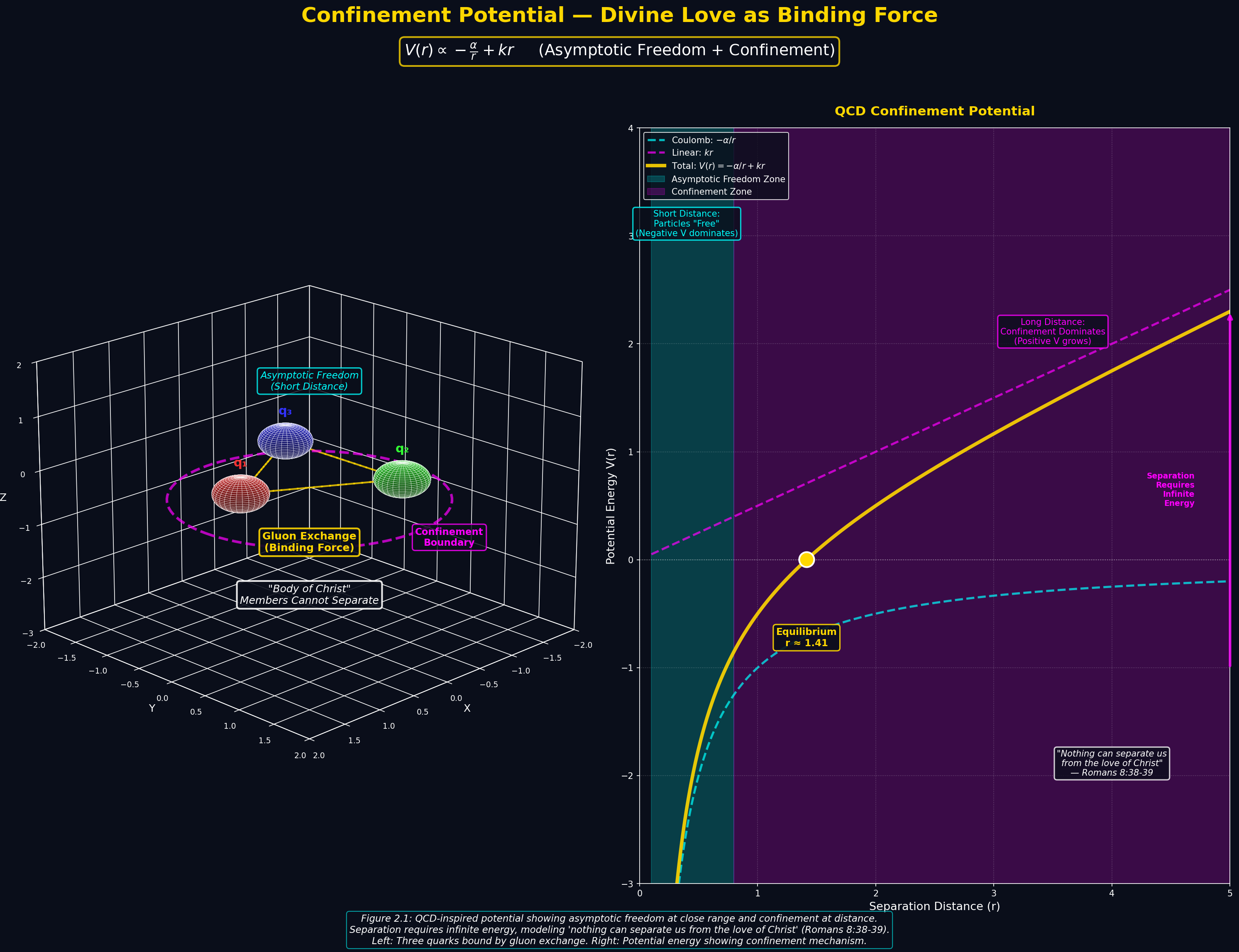 Mathematical equation diagram: LAW 02 confinement potential 3d — Theophysics framework by David Lowe