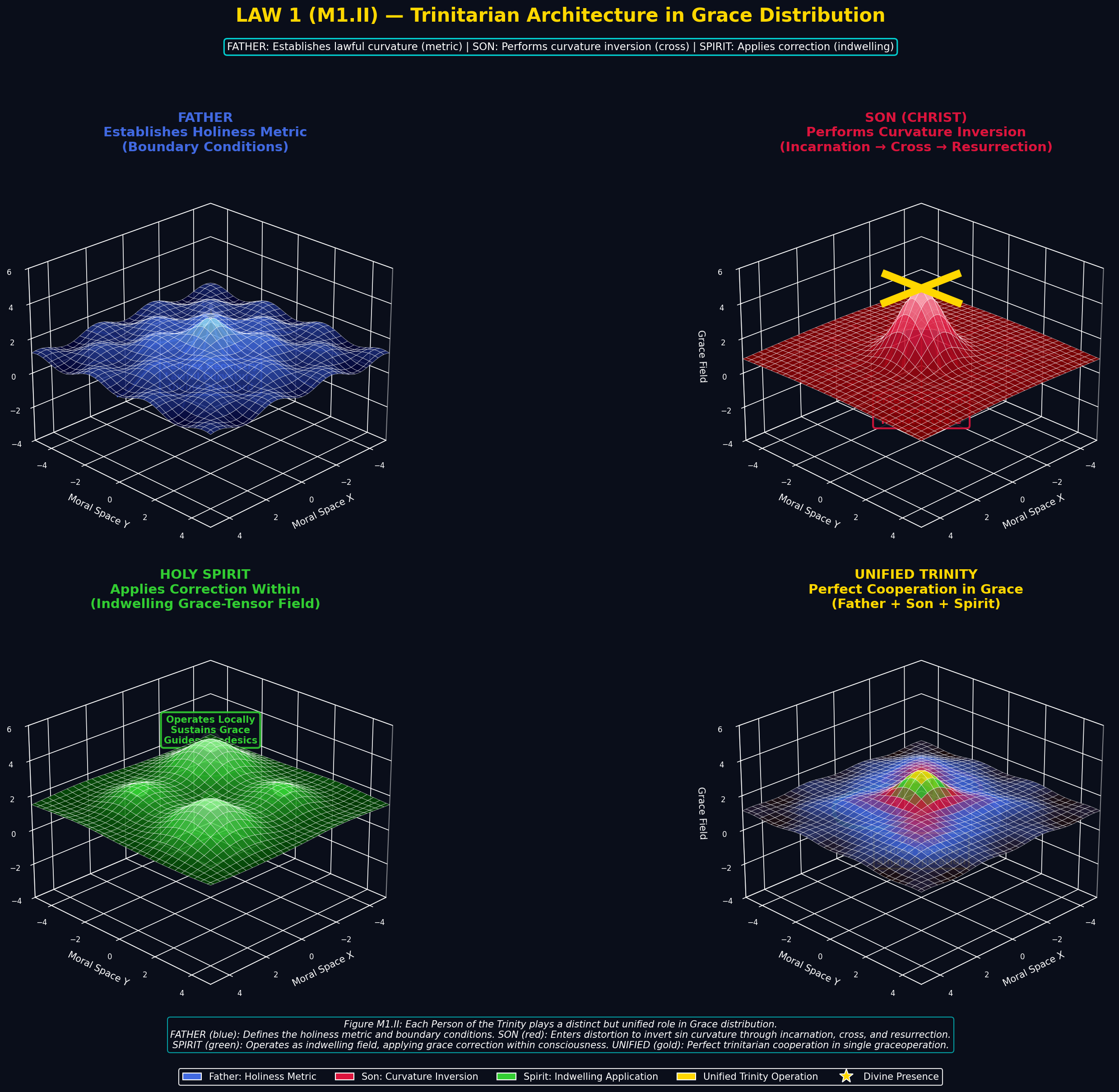 Mathematical equation diagram: M1 II trinitarian architecture 3d — Theophysics framework by David Lowe