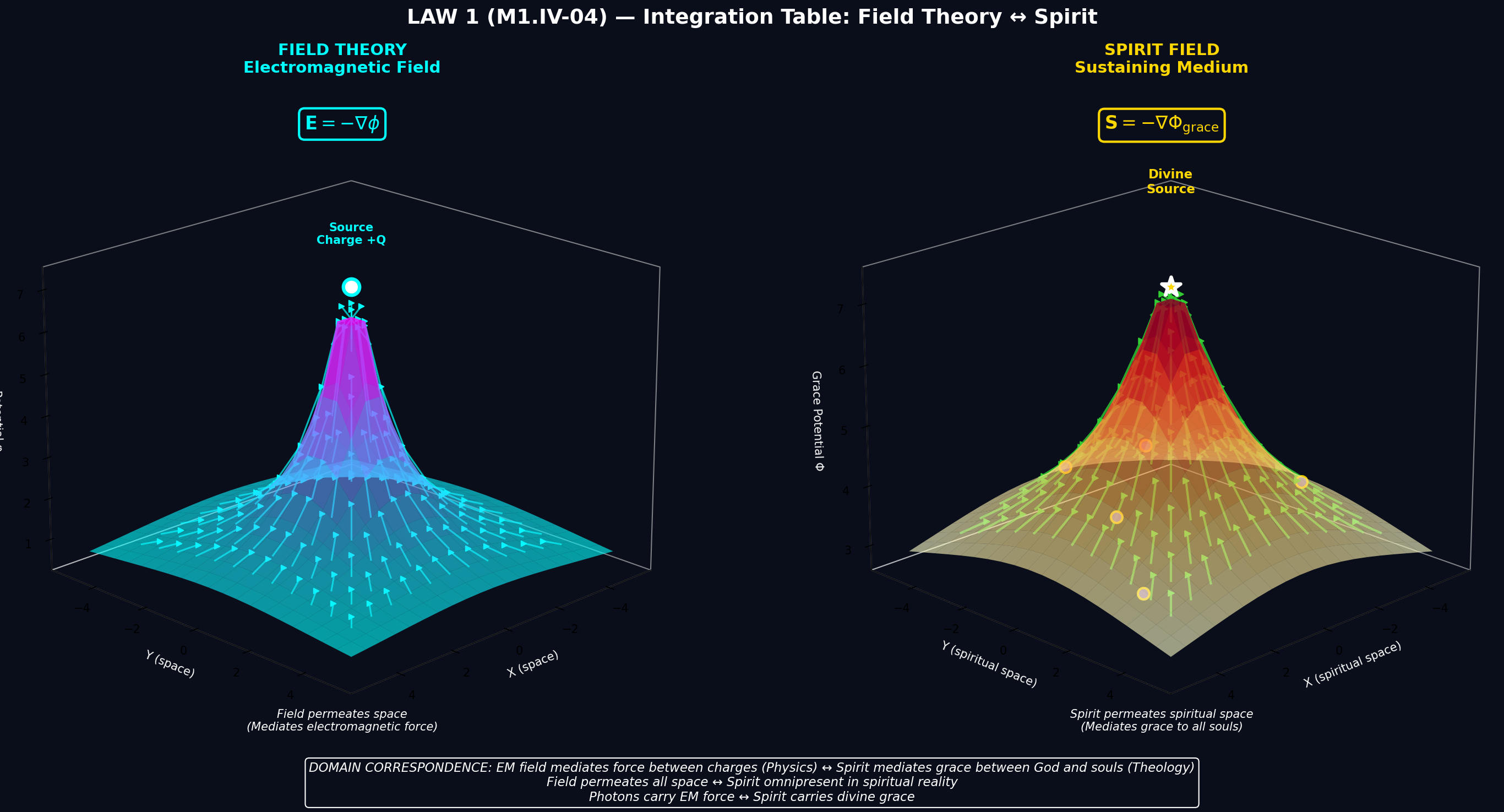Mathematical equation diagram: M1 IV 04 field spirit correspondence 3d — Theophysics framework by David Lowe