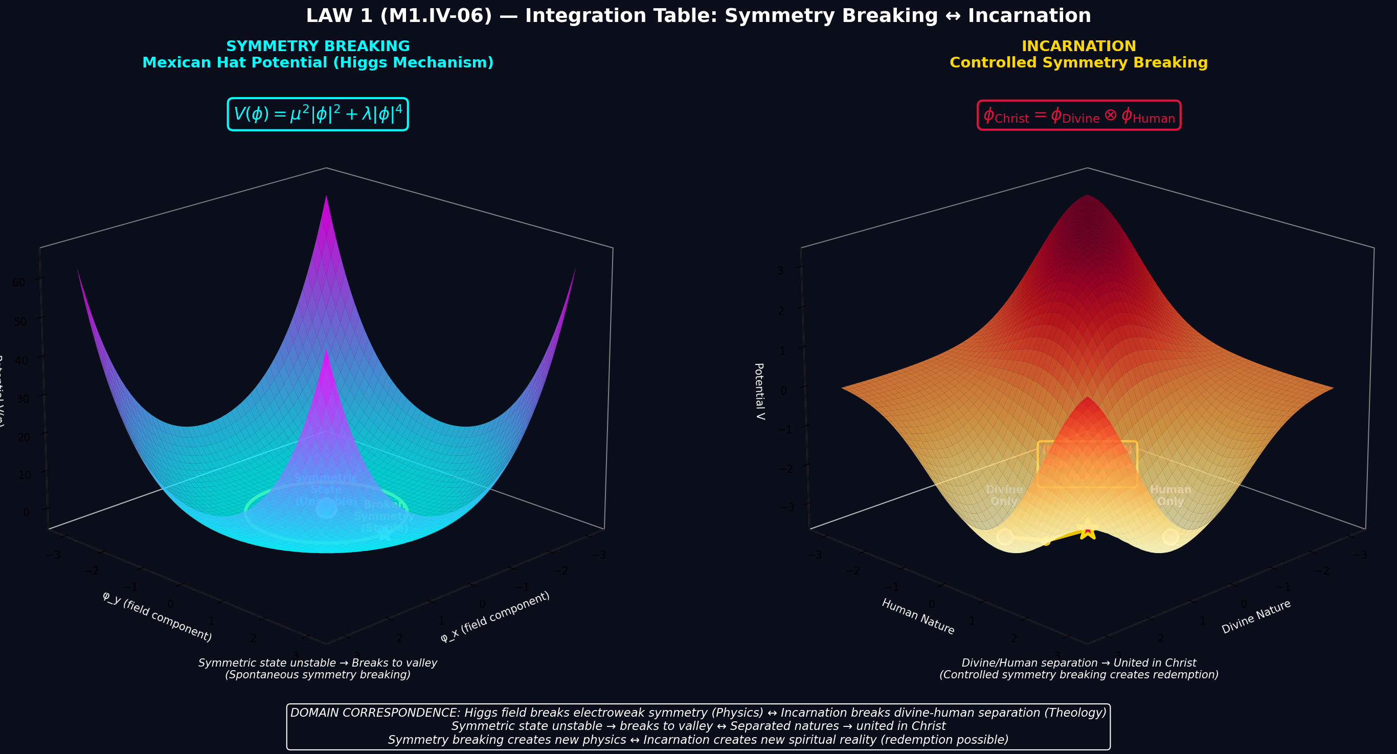 Mathematical equation diagram: M1 IV 06 symmetry incarnation correspondence 3d — Theophysics framework by David Lowe