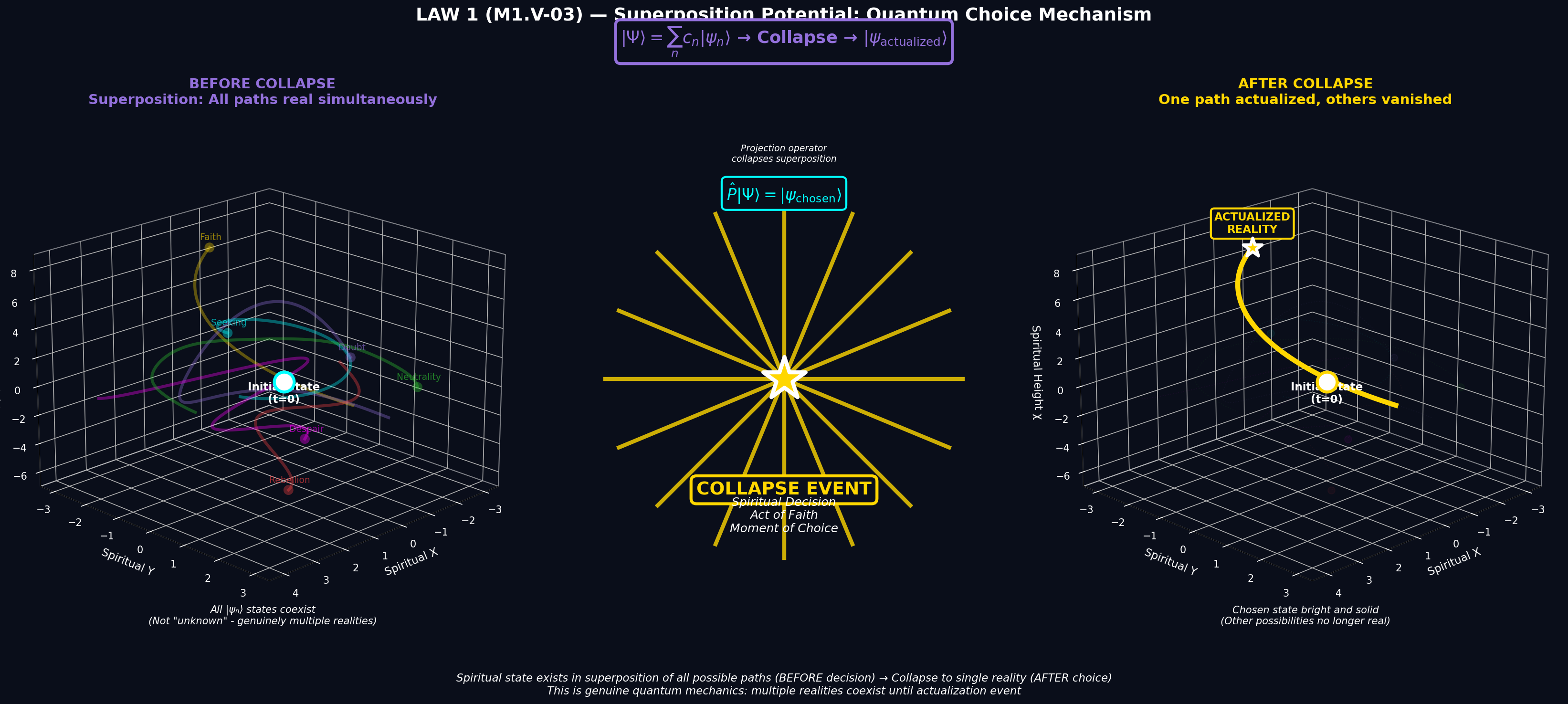 Mathematical equation diagram: M1 V 03 superposition collapse quantum choice — Theophysics framework by David Lowe